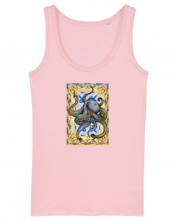 Octopus on stained glass Cotton Pink