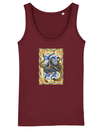 Octopus on stained glass Burgundy