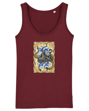 Octopus on stained glass Burgundy