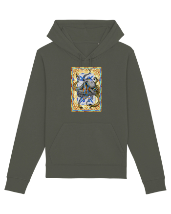 Octopus on stained glass Khaki