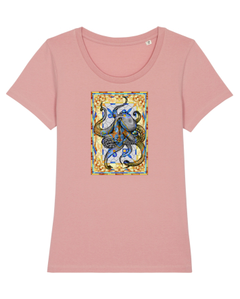 Octopus on stained glass Canyon Pink