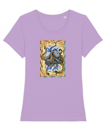 Octopus on stained glass Lavender Dawn