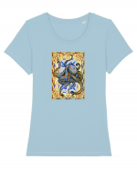 Octopus on stained glass Tricou mânecă scurtă guler larg fitted Damă Expresser