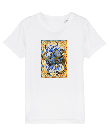 Octopus on stained glass White