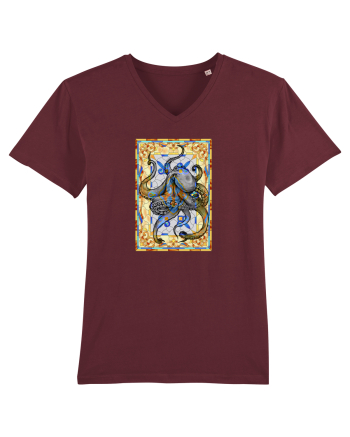 Octopus on stained glass Burgundy