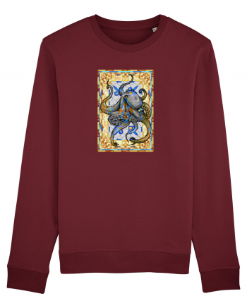 Octopus on stained glass Burgundy