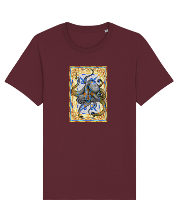 Octopus on stained glass Burgundy