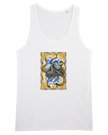 Octopus on stained glass White