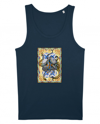 Octopus on stained glass Navy
