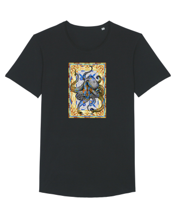 Octopus on stained glass Black