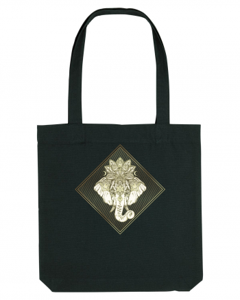 Golden Elephant Mandala  Black