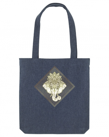 Golden Elephant Mandala  Midnight Blue