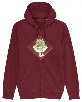 Golden Elephant Mandala  Burgundy