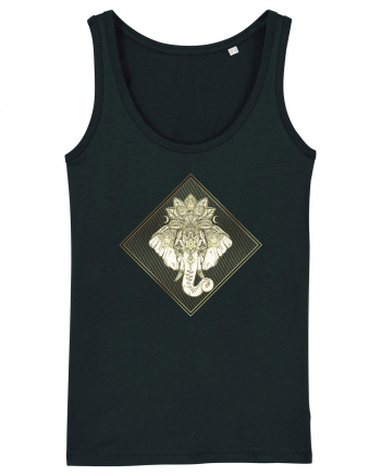 Golden Elephant Mandala  Black