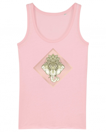 Golden Elephant Mandala  Cotton Pink