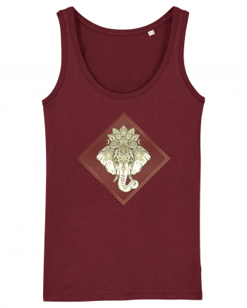 Golden Elephant Mandala  Burgundy