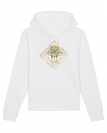 Golden Elephant Mandala  White