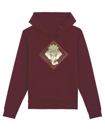 Golden Elephant Mandala  Burgundy