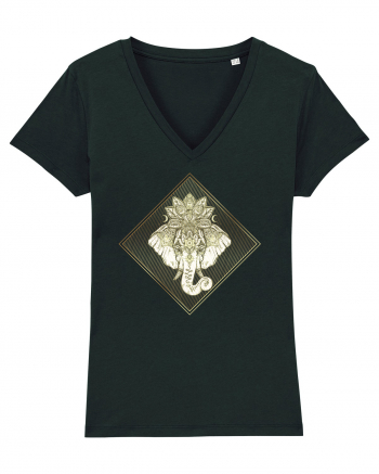 Golden Elephant Mandala  Black