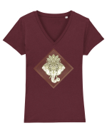 Golden Elephant Mandala  Tricou mânecă scurtă guler V Damă Evoker