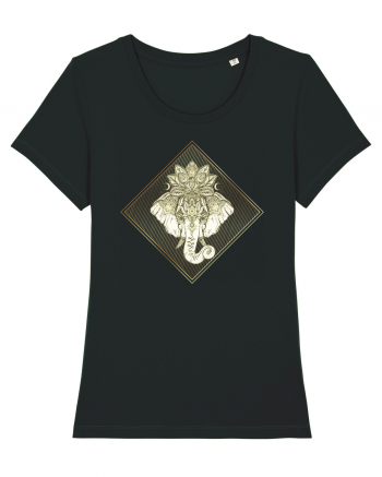 Golden Elephant Mandala  Black