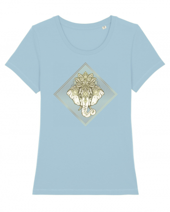 Golden Elephant Mandala  Sky Blue