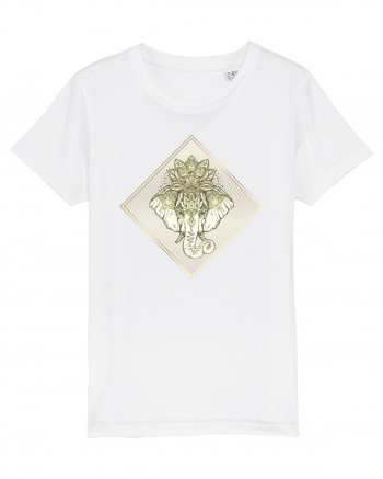 Golden Elephant Mandala  White