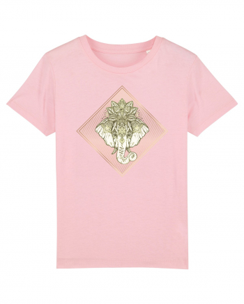 Golden Elephant Mandala  Cotton Pink