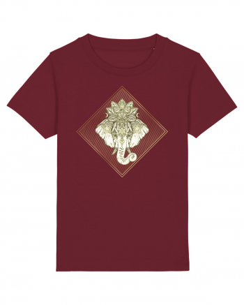 Golden Elephant Mandala  Burgundy