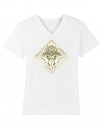 Golden Elephant Mandala  White