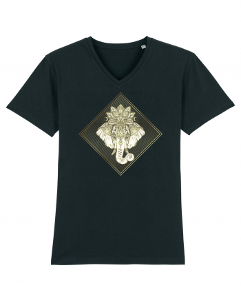 Golden Elephant Mandala  Black