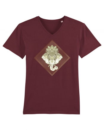 Golden Elephant Mandala  Burgundy