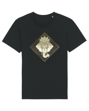 Golden Elephant Mandala  Black