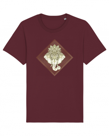 Golden Elephant Mandala  Burgundy