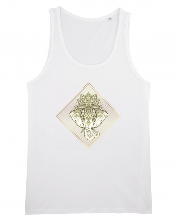 Golden Elephant Mandala  White