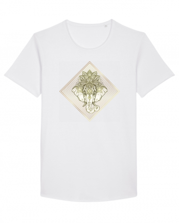 Golden Elephant Mandala  White