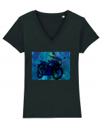 Bike painting Tricou mânecă scurtă guler V Damă Evoker