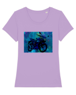 Bike painting Tricou mânecă scurtă guler larg fitted Damă Expresser