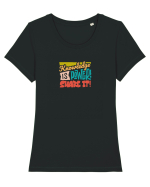 Knowledge is power! Share it! Tricou mânecă scurtă guler larg fitted Damă Expresser