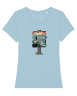 Călătorie Tricou mânecă scurtă guler larg fitted Damă Expresser