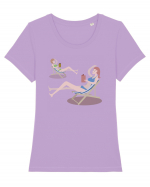 La plaja Tricou mânecă scurtă guler larg fitted Damă Expresser