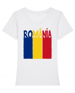 Romania Tricolor Tricou mânecă scurtă guler larg fitted Damă Expresser