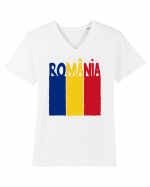 Romania Tricolor Tricou mânecă scurtă guler V Bărbat Presenter