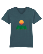 Forest Sunset Tricou mânecă scurtă guler V Bărbat Presenter