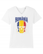 Romania Craniu Tricolor Tricou mânecă scurtă guler V Bărbat Presenter