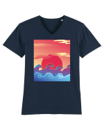 Geometric Sunset Tricou mânecă scurtă guler V Bărbat Presenter