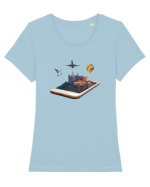 Lumea tehnologiei Tricou mânecă scurtă guler larg fitted Damă Expresser