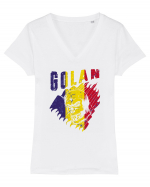 Golan Romania Tricolor Tricou mânecă scurtă guler V Damă Evoker