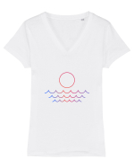 Line Sunset Tricou mânecă scurtă guler V Damă Evoker