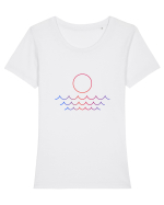 Line Sunset Tricou mânecă scurtă guler larg fitted Damă Expresser